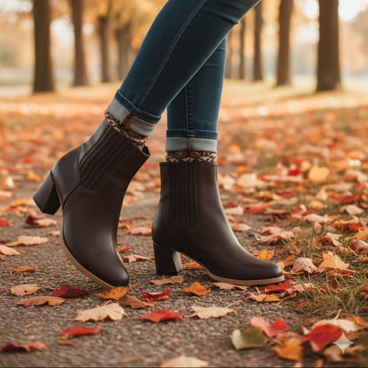 حذاء ميرا تشيلسي الجلدي ذو الرقبة القصيرة - تصميم كلاسيكي نسائي | أزياء كيو إم آر