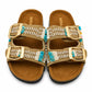 Mira Steps — Women's Double Strap Flat Slipper with Gold Buckle | QMR Fashion Qmr Fashion