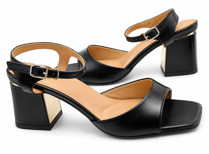 Mid-Heel MIRA — Women's Square Toe Block Heel Sandals | QMR Fashion Qmr Fashion