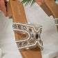 Pearl & Rhinestone Slides — Women's Flat Embellished Luxury Sandal | QMR Fashion Qmr Fashion