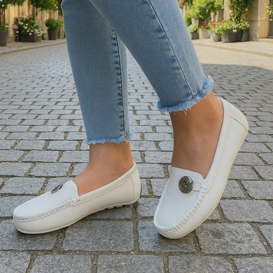 Misty White Loafers – Lightweight Women’s Slip-On Shoes | QMR Fashion