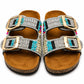 Mira Steps — Women's Double Strap Flat Slipper with Gold Buckle | QMR Fashion Qmr Fashion