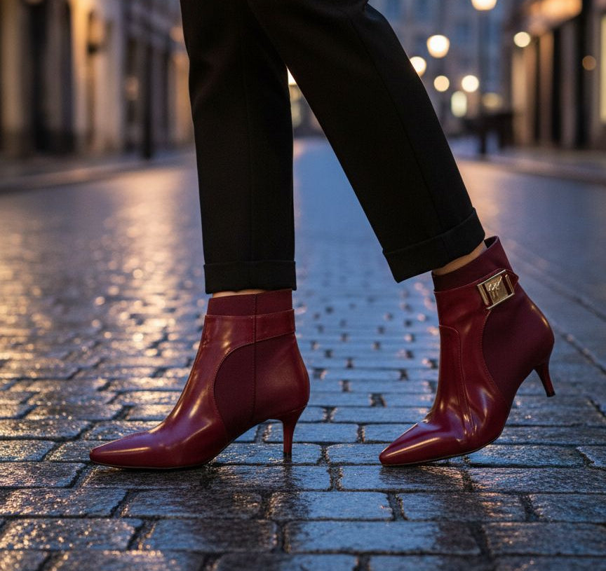 حذاء ميرا المخملي ذو الرقبة القصيرة من الجلد - حذاء نسائي أنيق | أزياء كيو إم آر