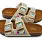 Mira Steps — Women's Double Strap Flat Slipper with Gold Buckle | QMR Fashion Qmr Fashion