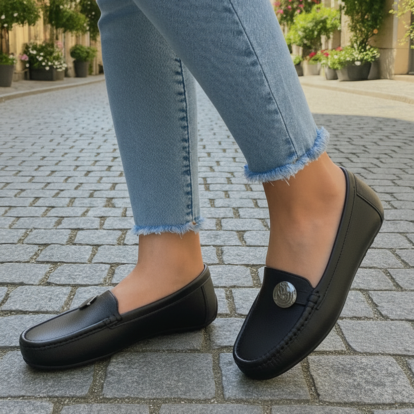 حذاء لوفر أبيض ضبابي - حذاء نسائي خفيف الوزن سهل الارتداء | أزياء كيو إم آر