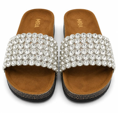 Glam Slides — Women's Embellished Luxury Flat Slide Sandals | QMR Fashion Qmr Fashion