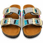 Mira Steps — Women's Double Strap Flat Slipper with Gold Buckle | QMR Fashion Qmr Fashion