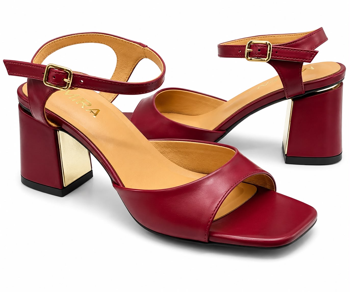 Mid-Heel MIRA — Women's Square Toe Block Heel Sandals | QMR Fashion Qmr Fashion