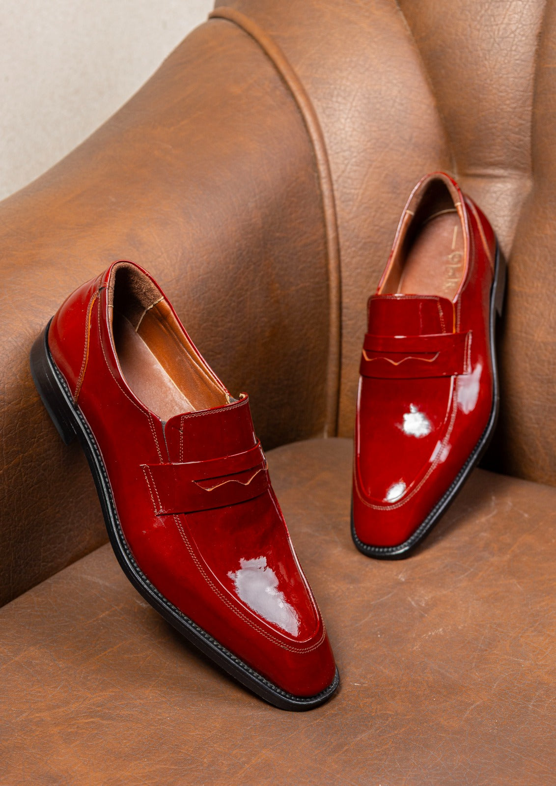 Men's Patent Leather Penny Loafers. Qmr Fashion