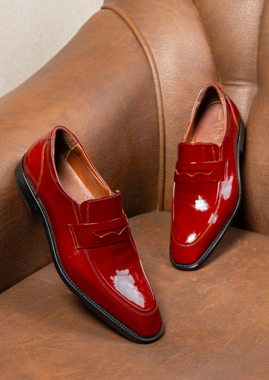Men's Patent Leather Penny Loafers. Qmr Fashion