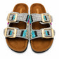 Mira Steps — Women's Double Strap Flat Slipper with Gold Buckle | QMR Fashion Qmr Fashion