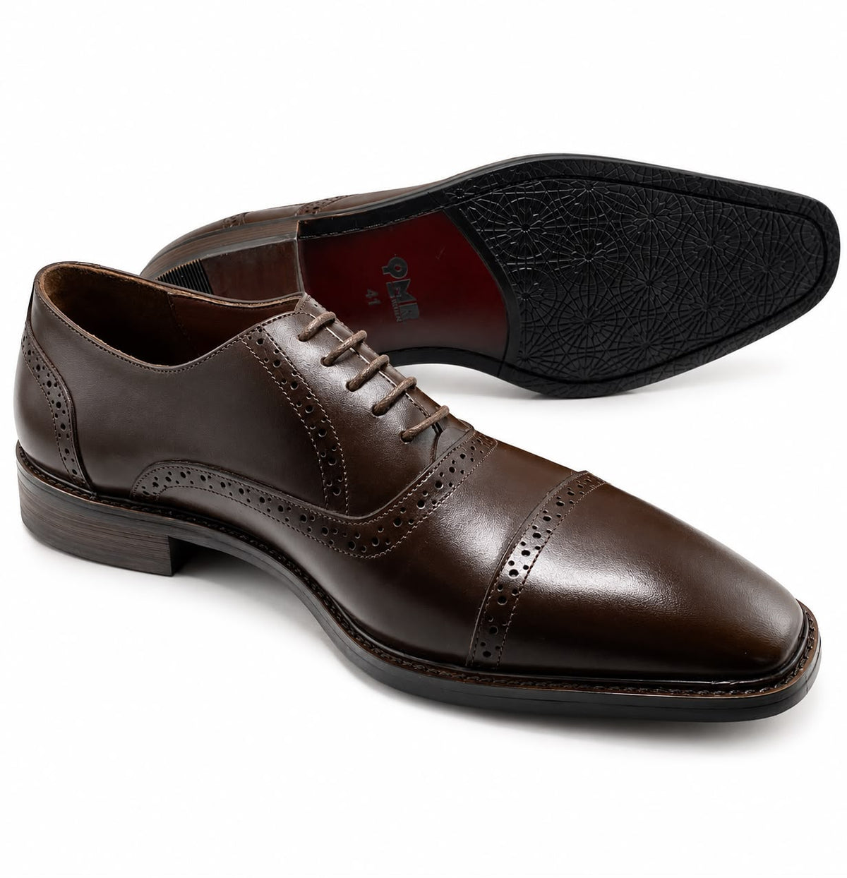 Cap brown — Men's Classic Cap Toe Leather Shoes | QMR Fashion Qmr Fashion