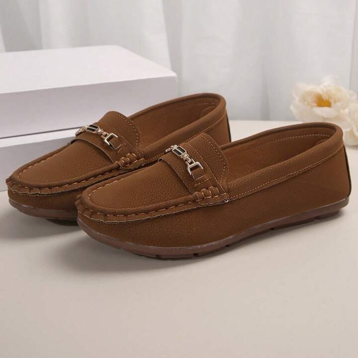 Velvet Steps Gold Flats – Women’s Slip - On Shoes with Metal Chain | QMR Fashion - Qmr Fashion