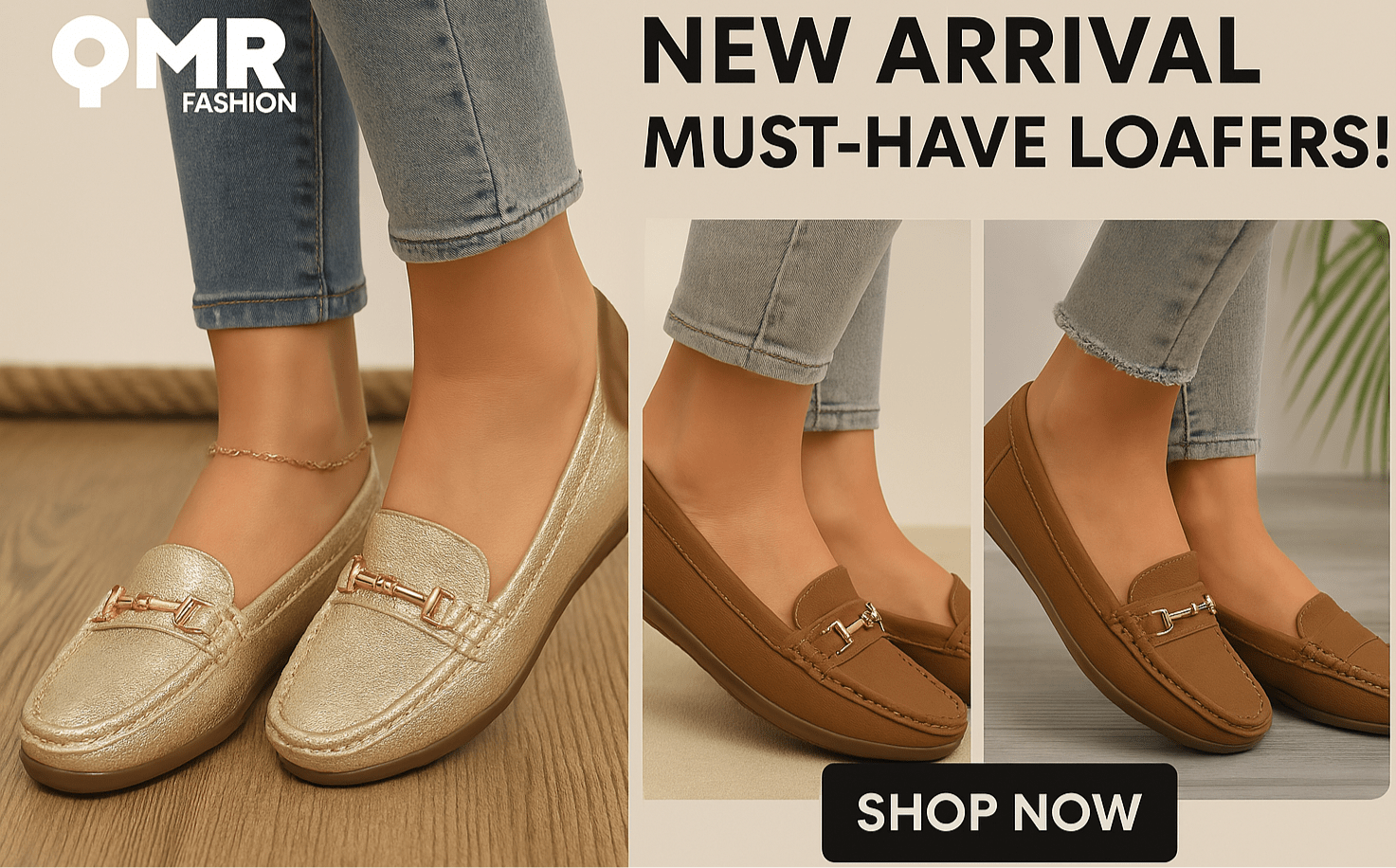 Velvet Steps Gold Flats – Women’s Slip - On Shoes with Metal Chain | QMR Fashion - Qmr Fashion