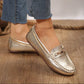 Velvet Steps Gold Flats – Women’s Slip - On Shoes with Metal Chain | QMR Fashion - Qmr Fashion