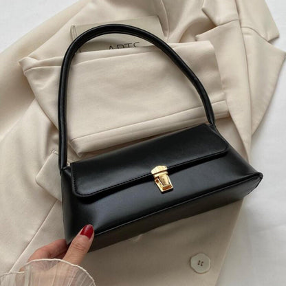 Vintage Lock Square Bag – Retro PU Leather Shoulder Handbag | QMR Fashion - Qmr Fashion