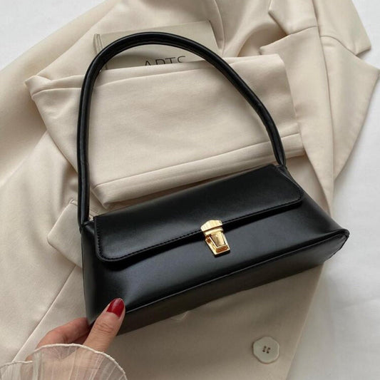 Vintage Lock Square Bag – Retro PU Leather Shoulder Handbag | QMR Fashion - Qmr Fashion