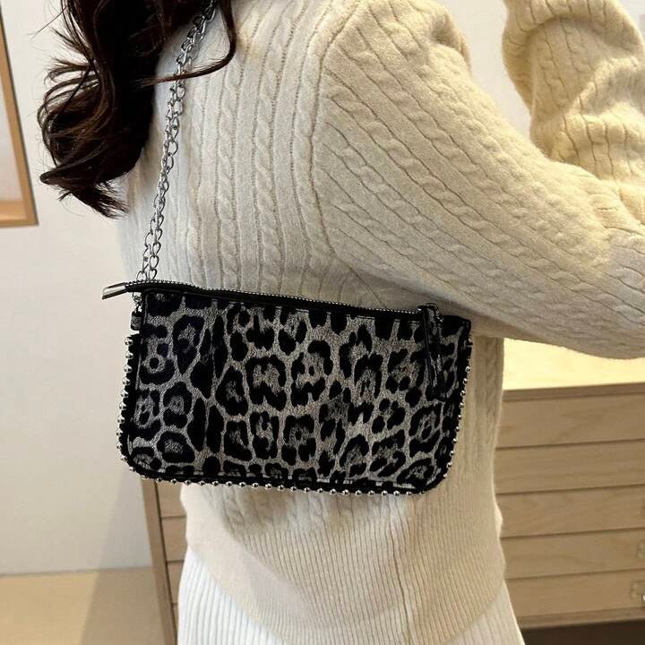 Wild Charm Leopard Clutch – Leopard Print Beaded Shoulder & Crossbody Bag | QMR Fashion - Qmr Fashion